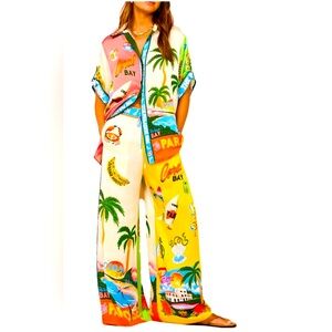Tropical Print 2 Piece Pantsuit